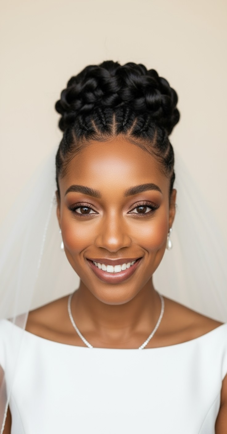 After Elegant Wedding Hair Updo With Veil